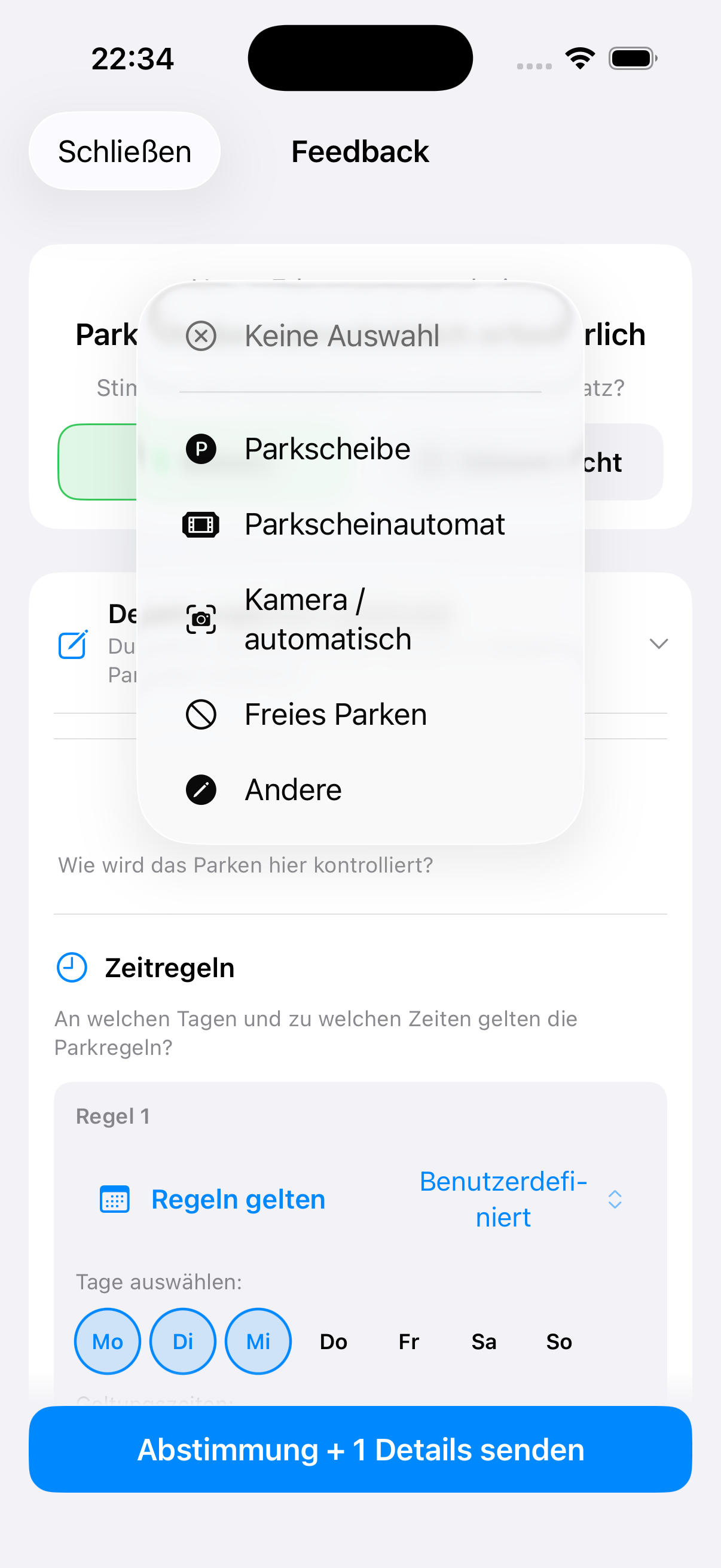 Sende Feedback von Parkwärter