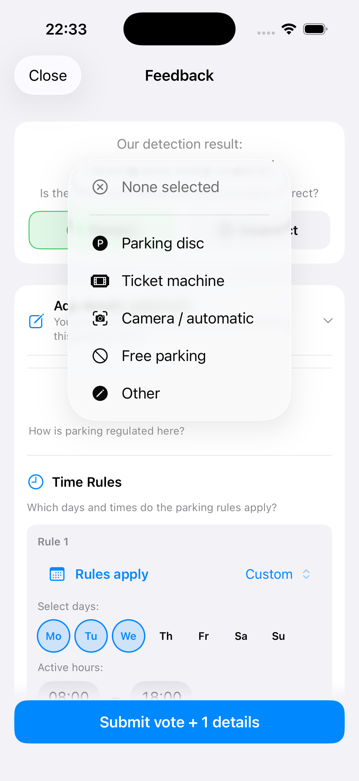 Feedback view of Parkwärter